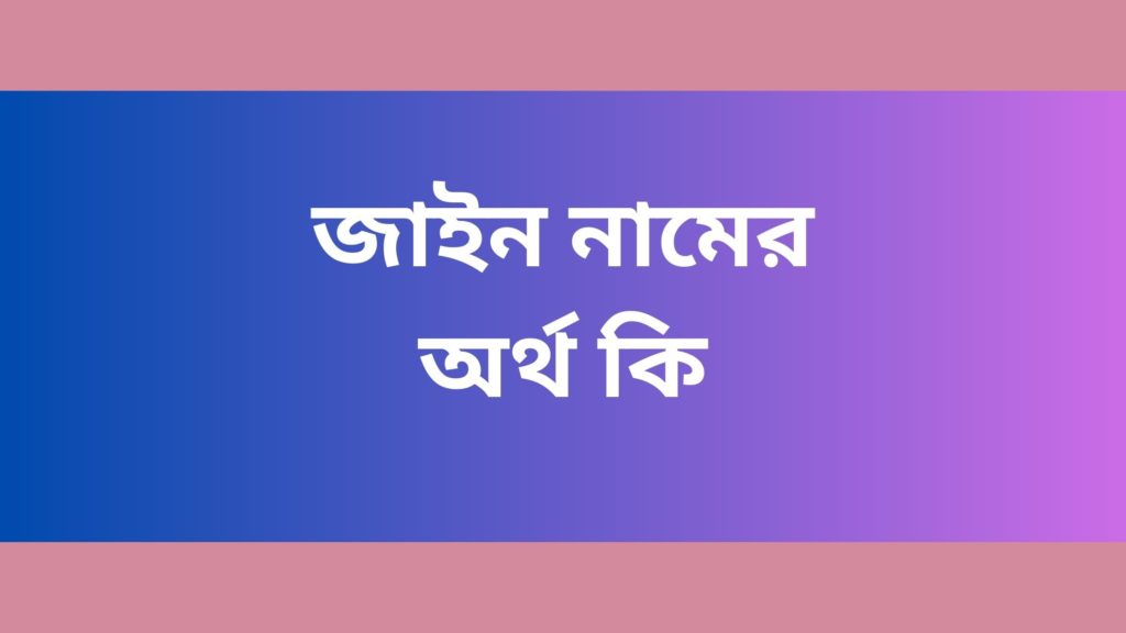 জাইন নামের অর্থ কি জাইন নামের অর্থ কি