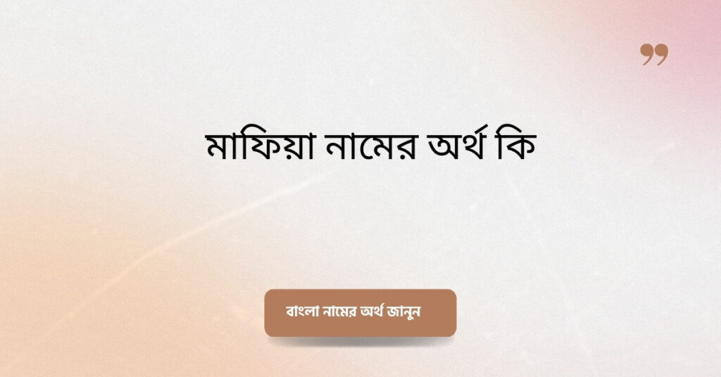 মাফিয়া নামের অর্থ কি ()